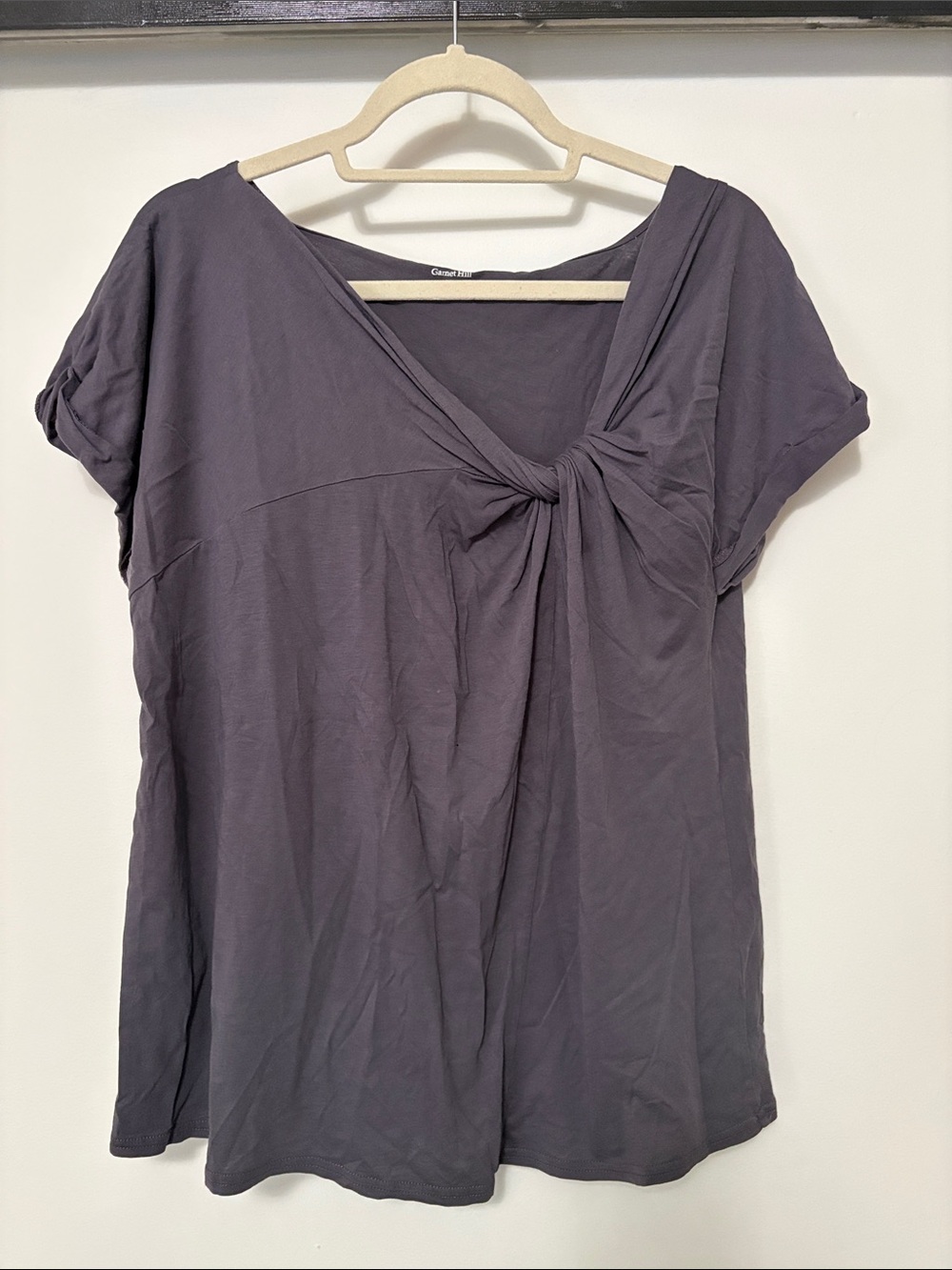 Garnet Hill Gray Twist Front Shirt XL